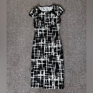 Vfemage Women's Bodycon Black White Cap Sleeve Dress Size Small